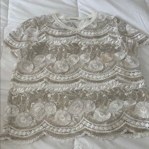 Elie Tahari White and Cream Lace Top